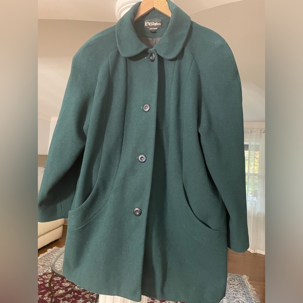 Karizma Vintage green wool women’s winter long peacoat size 16